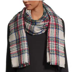 NWT Blanket Oblong Reversible Ivory Stewart Plaid Scarf